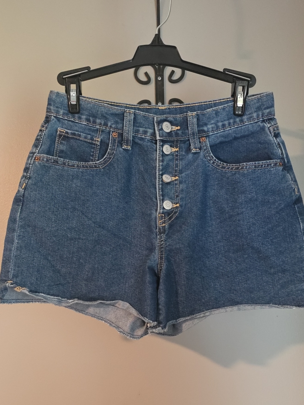 Old Navy Gilr's Button-Front Dark Blue Denim Shorts Size 16